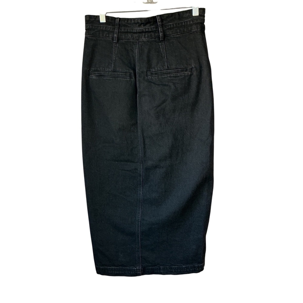 Pilcro Black Denim Midi Skirt Asymmetrical Crossover Waist High Rise Sz 30/6 - Picture 2 of 13